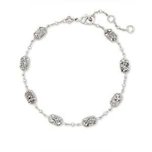 Kendra Scott Emilie Silver‎ Chain Bracelet in Platinum Drusy NEW